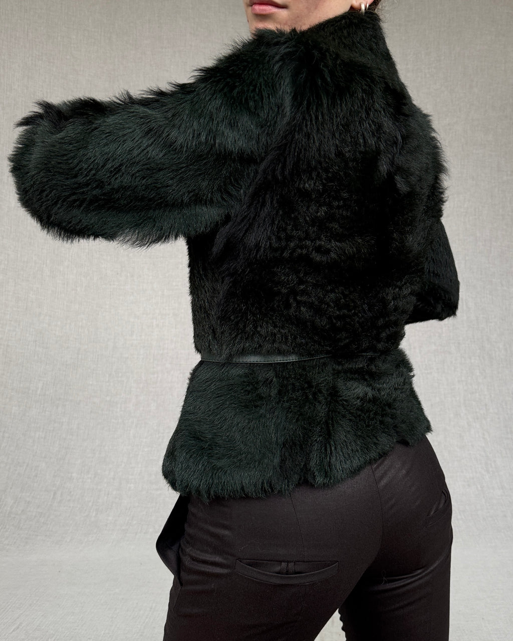 Forest green goat fur jacket