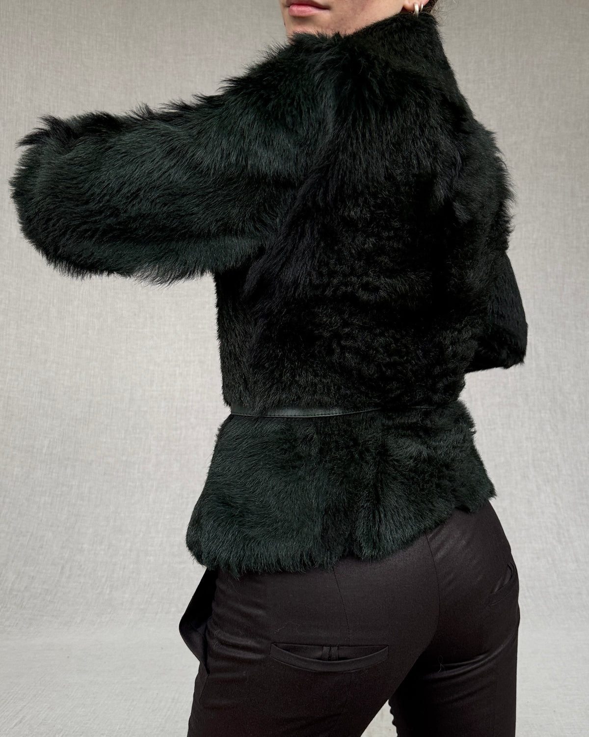 Forest green goat fur jacket