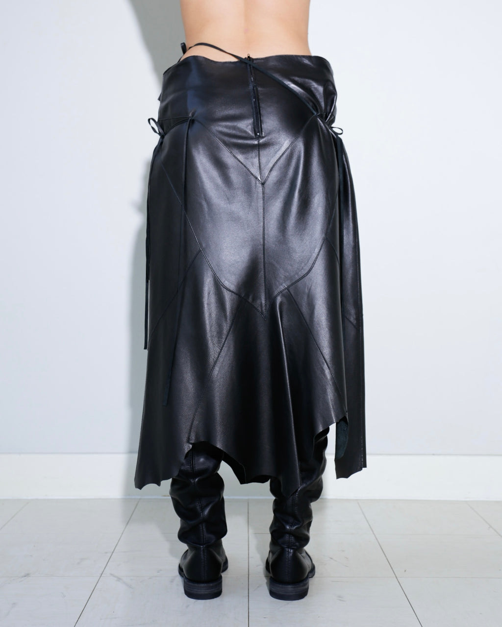 Patchwork leather skirt