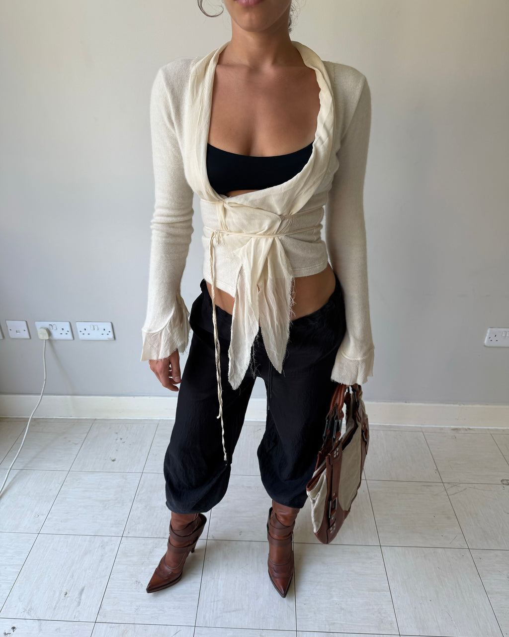 Hussein Chalayan silk cropped trousers