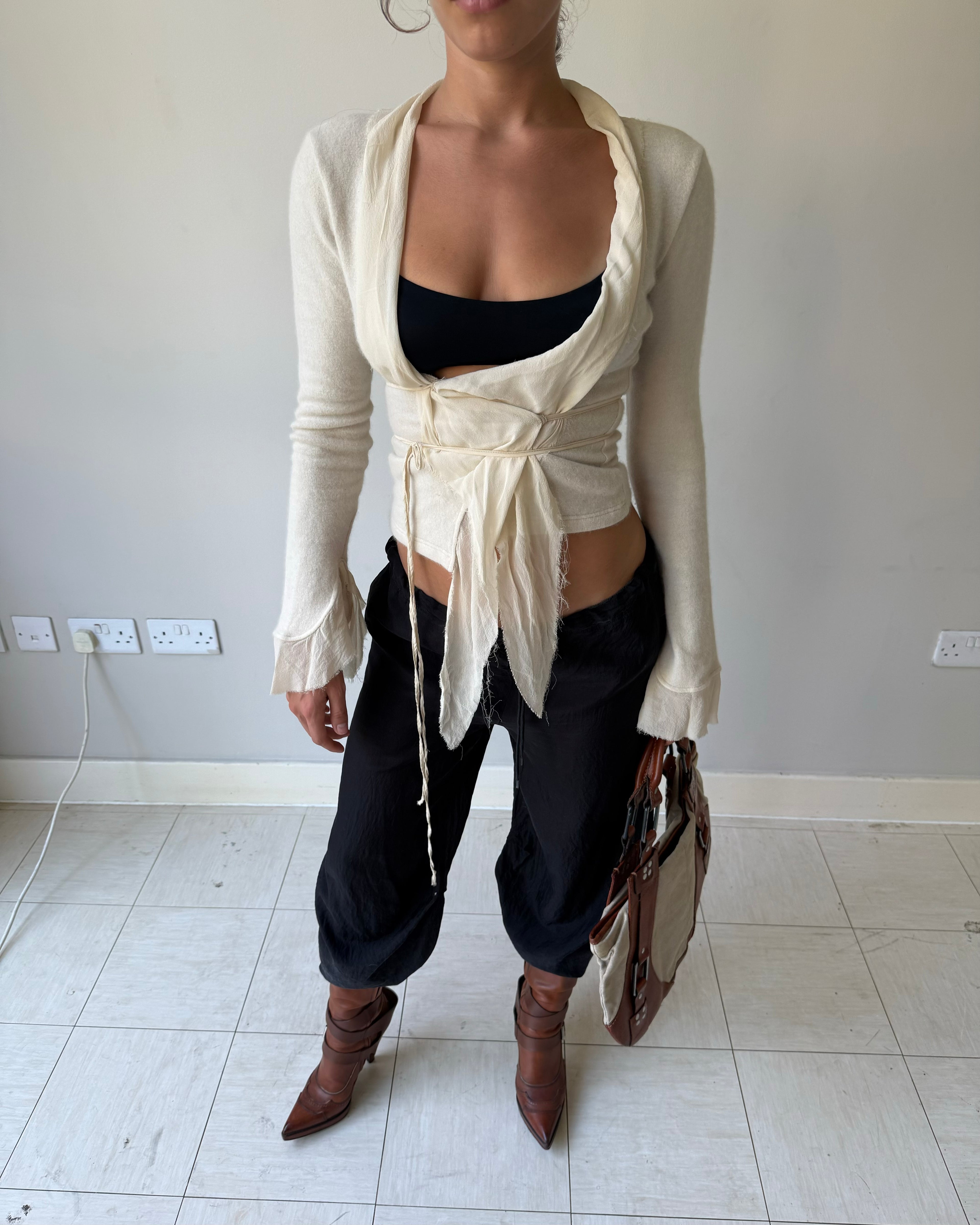 Hussein Chalayan silk cropped trousers