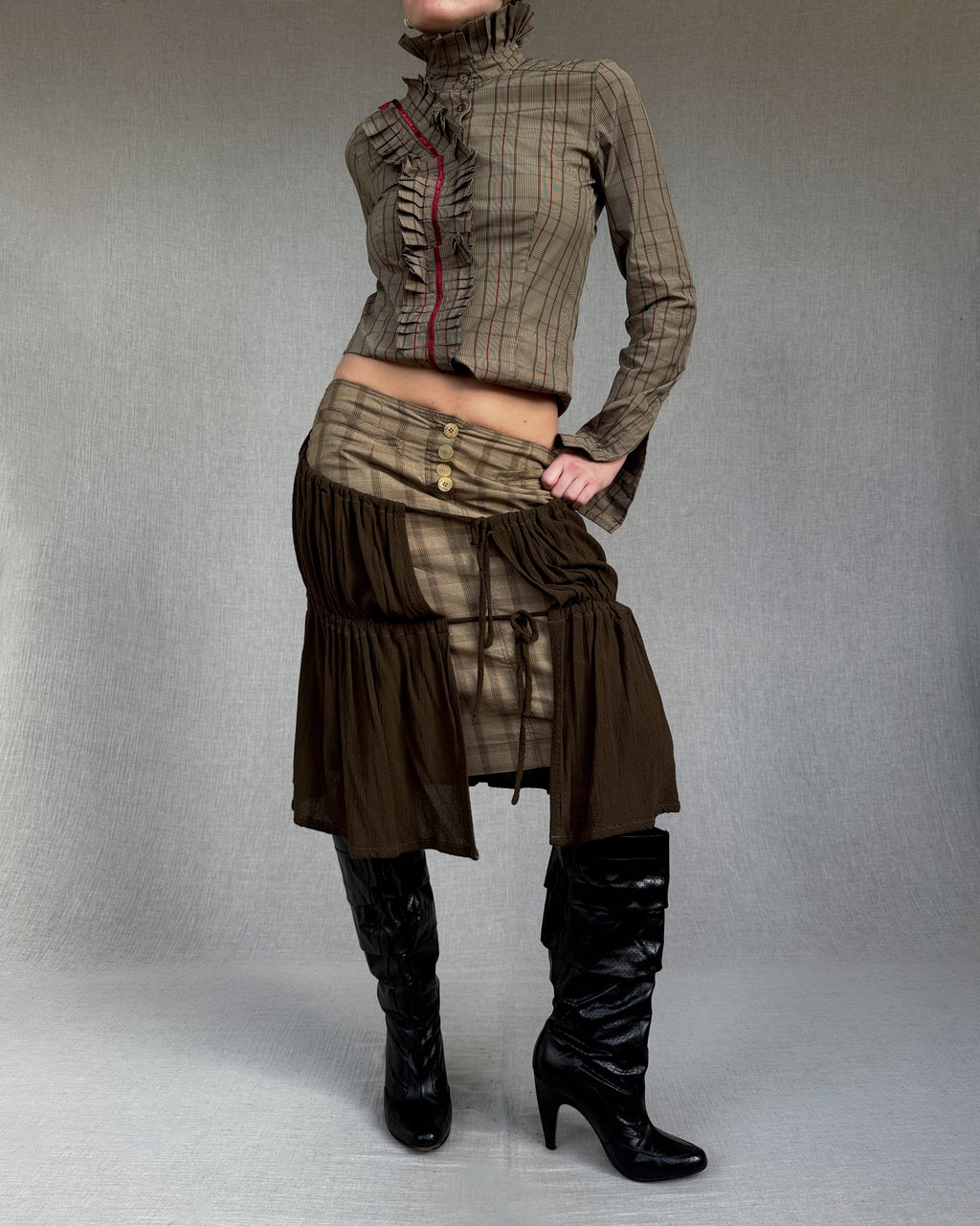 Plein Sud gathered overlay skirt
