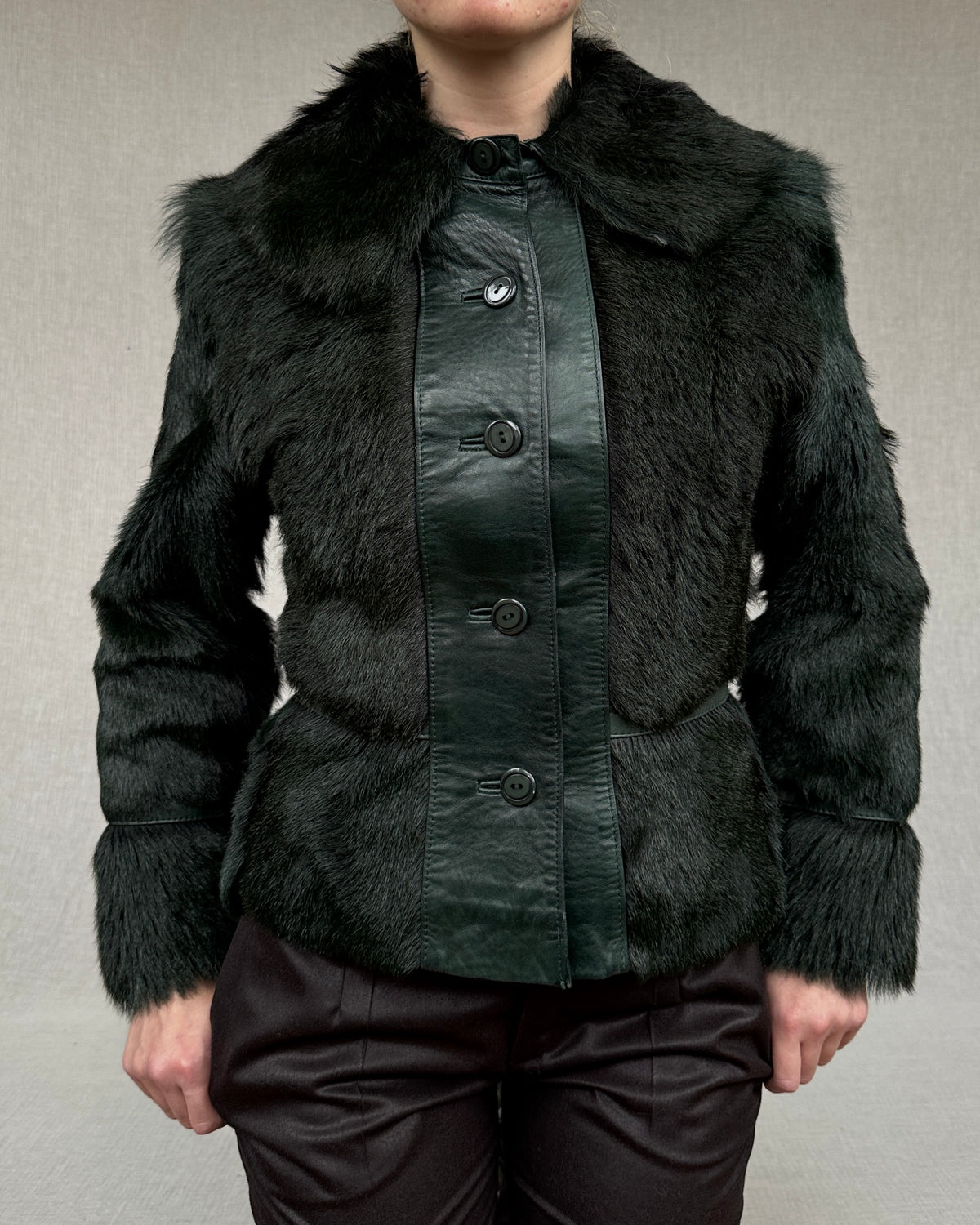 Forest green goat fur jacket