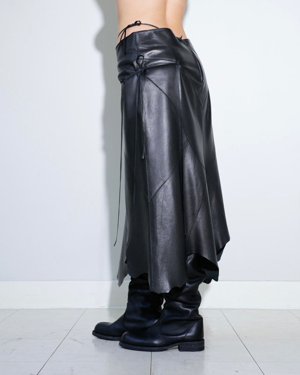 Patchwork leather skirt