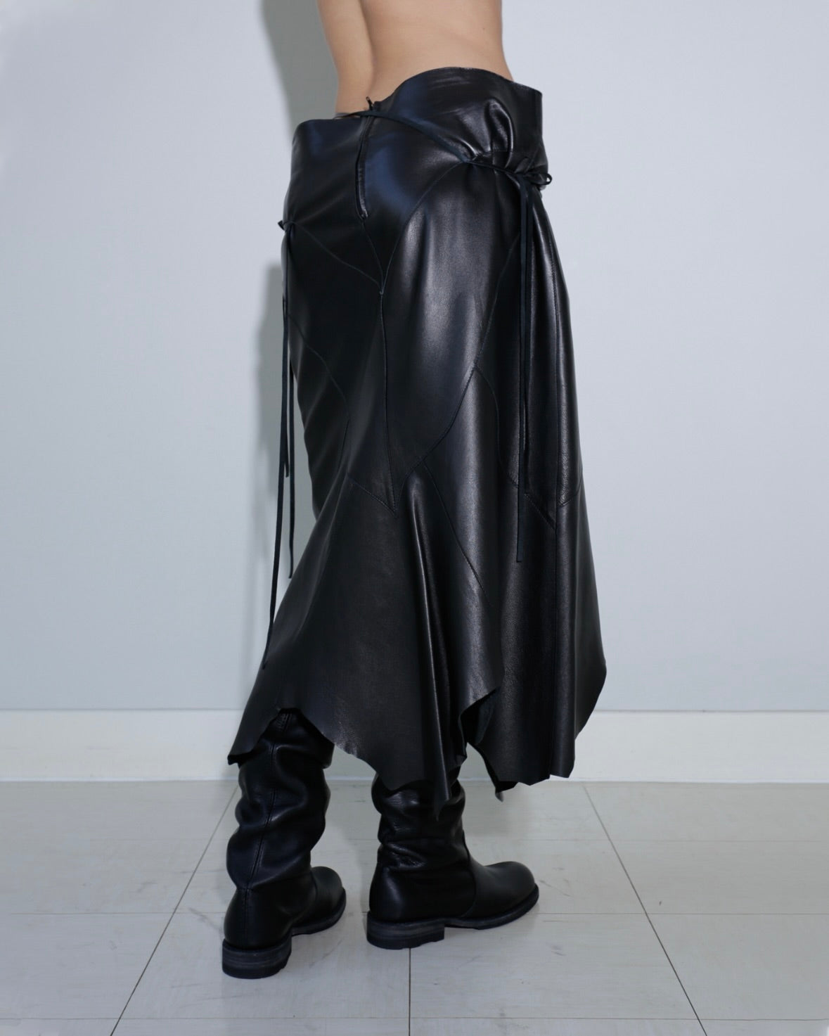 Patchwork leather skirt