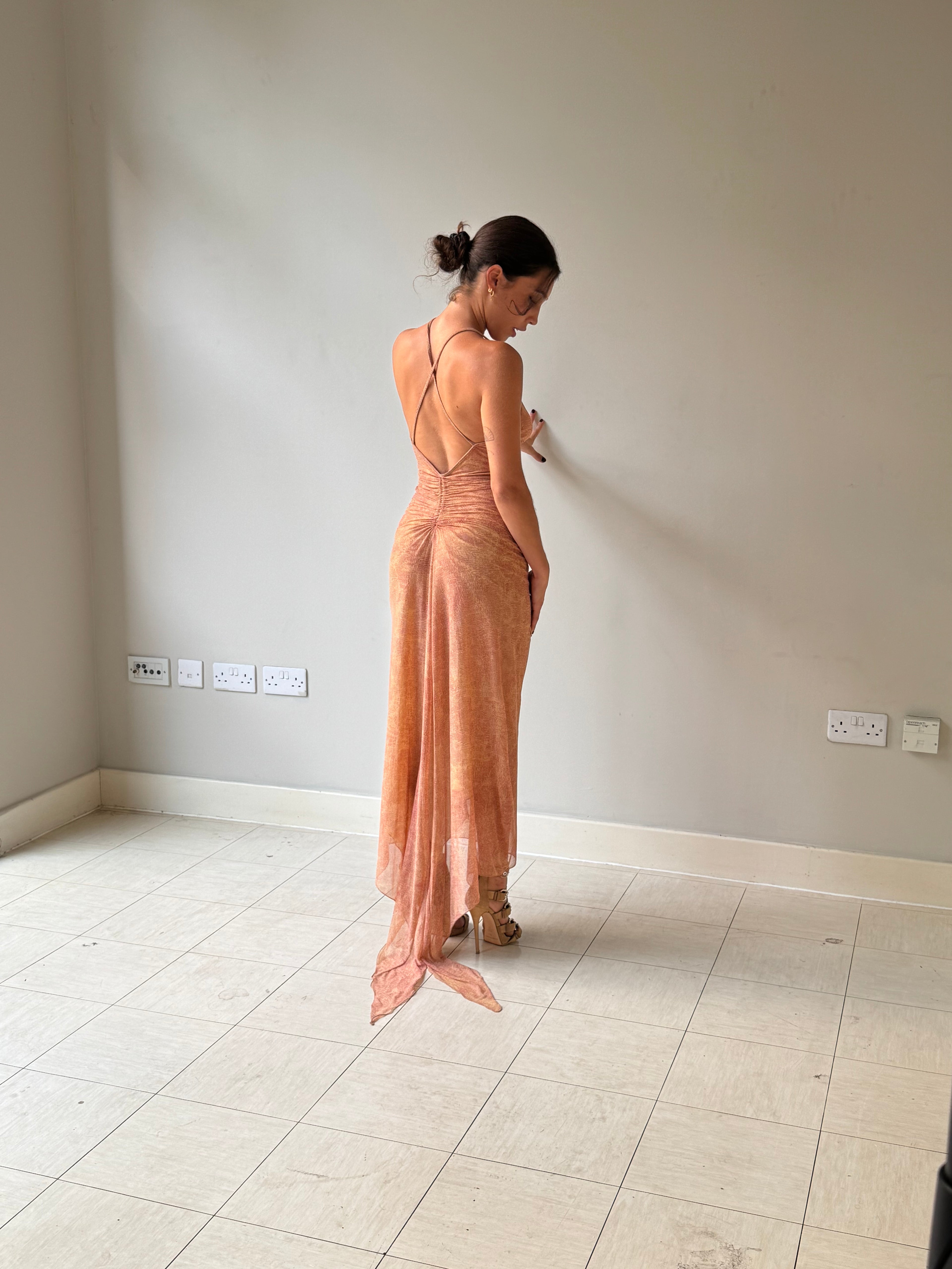 Legatte maxi dress with train