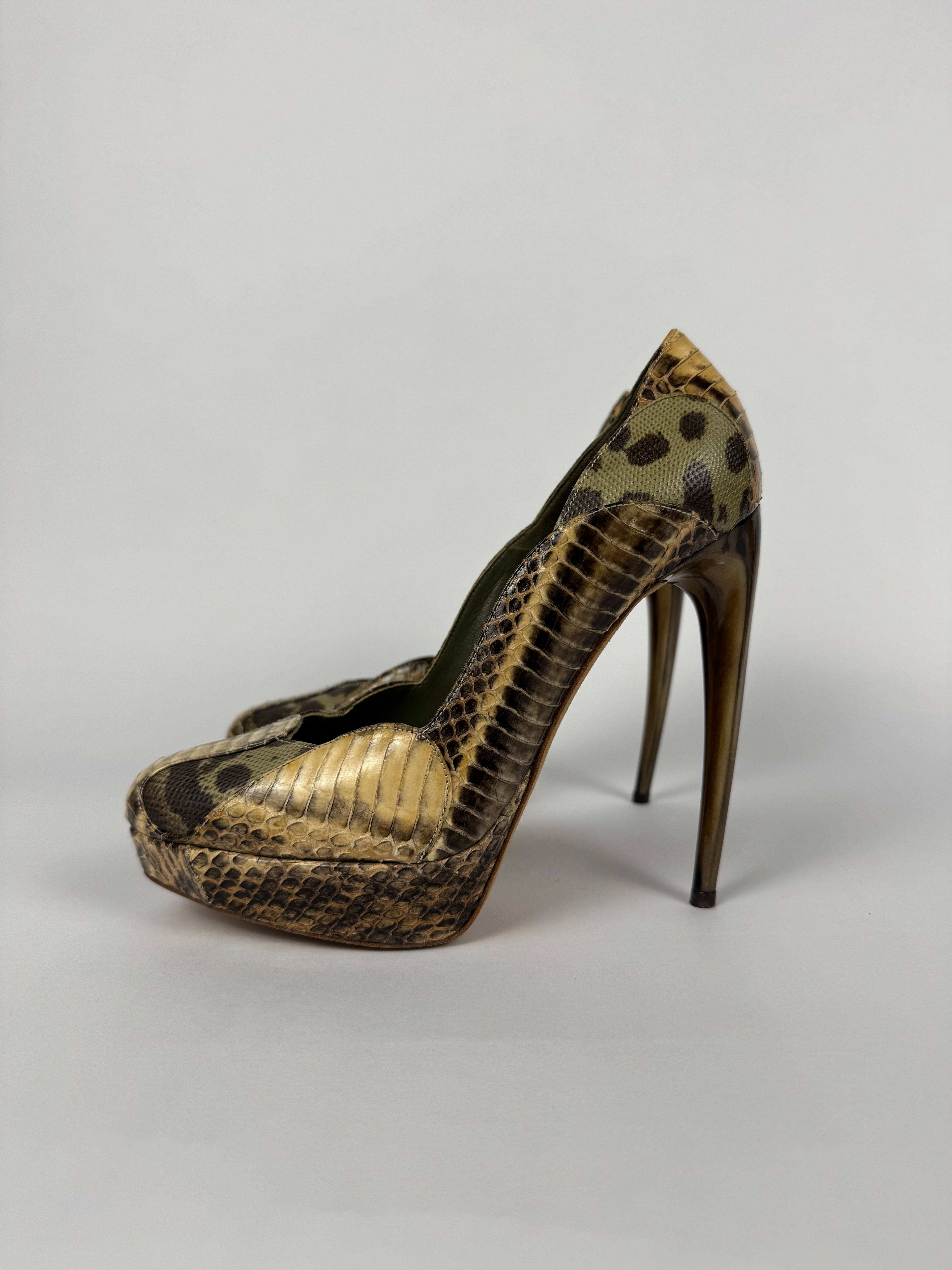 McQueen S/S 2012 python horn heels