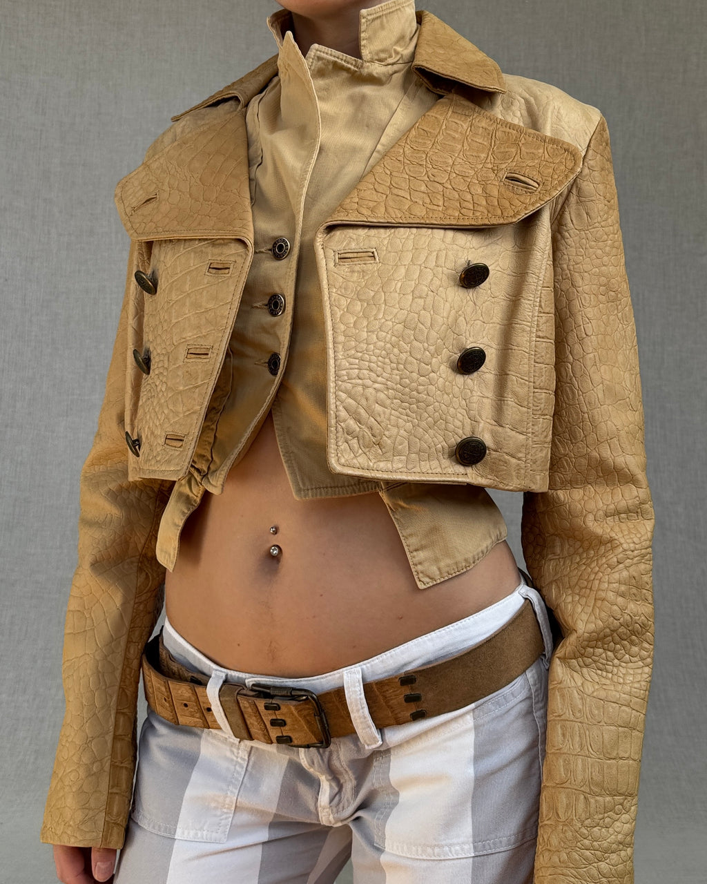 Italian vintage croc leather jacket