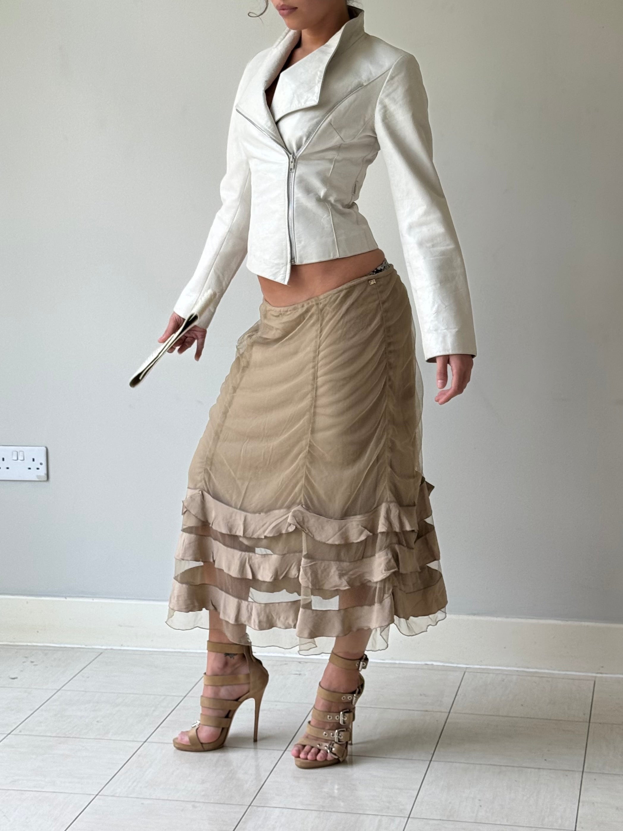 Asymmetric leather jacket