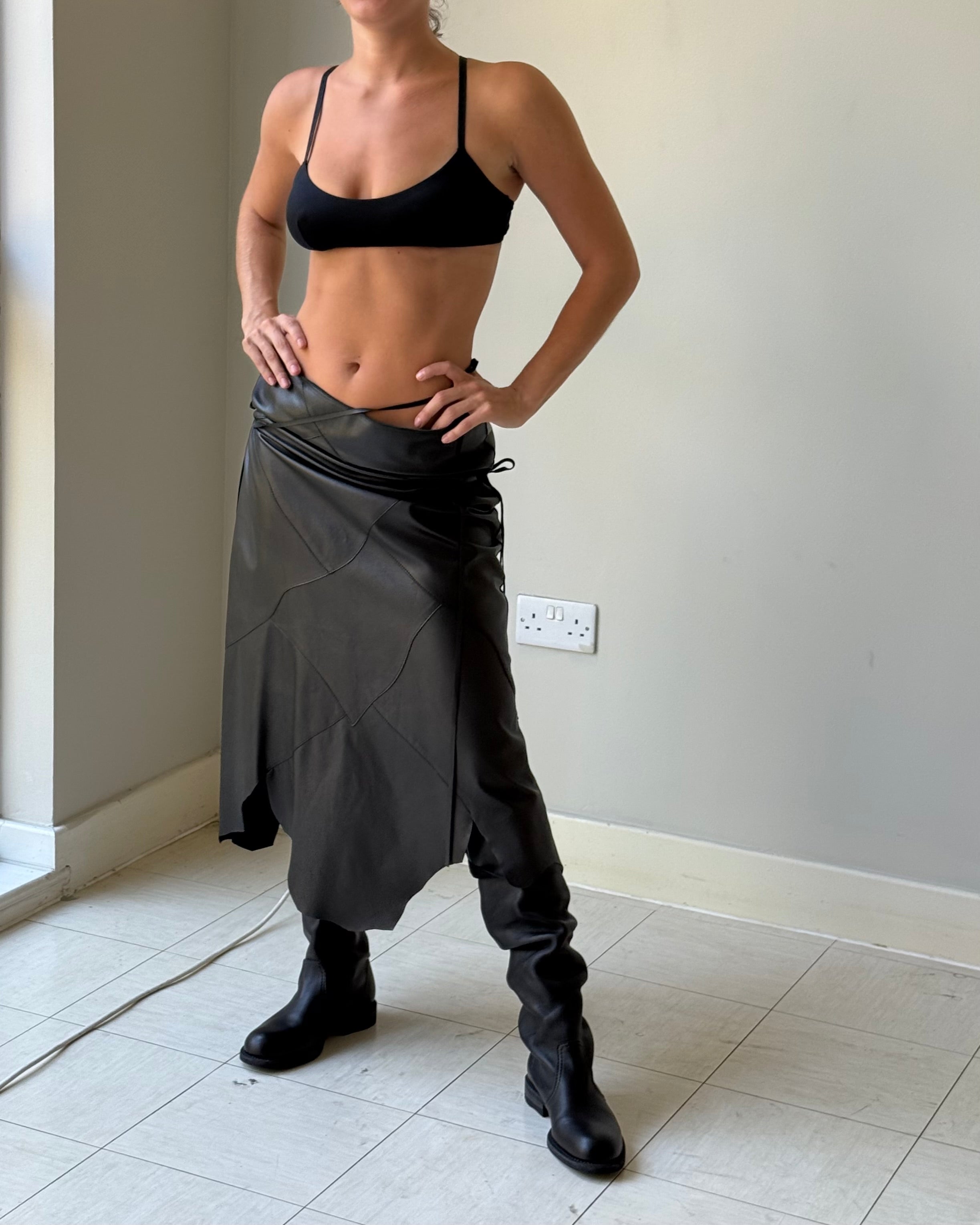 Patchwork leather skirt