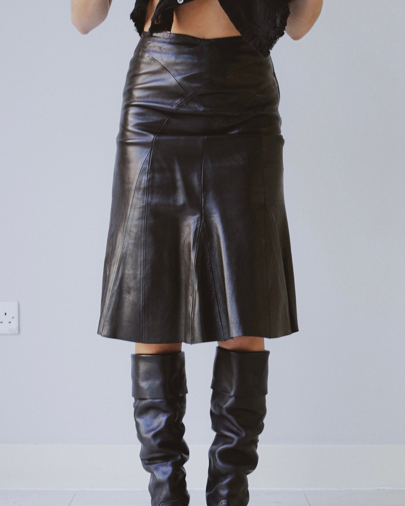 Fishtail leather skirt