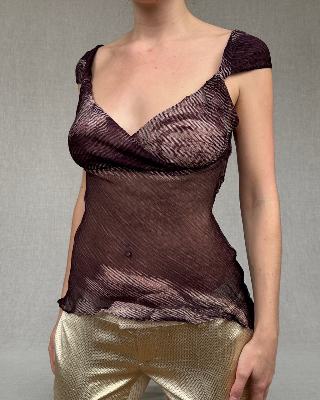 Sisley silk abstract print top