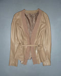 Leather jacket with cinch belt