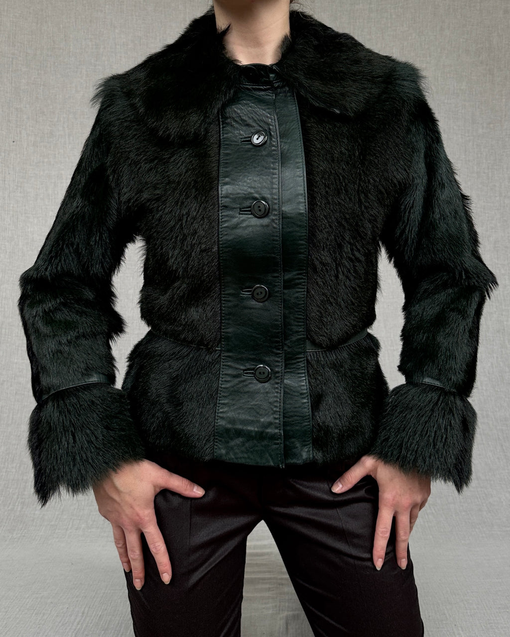 Forest green goat fur jacket