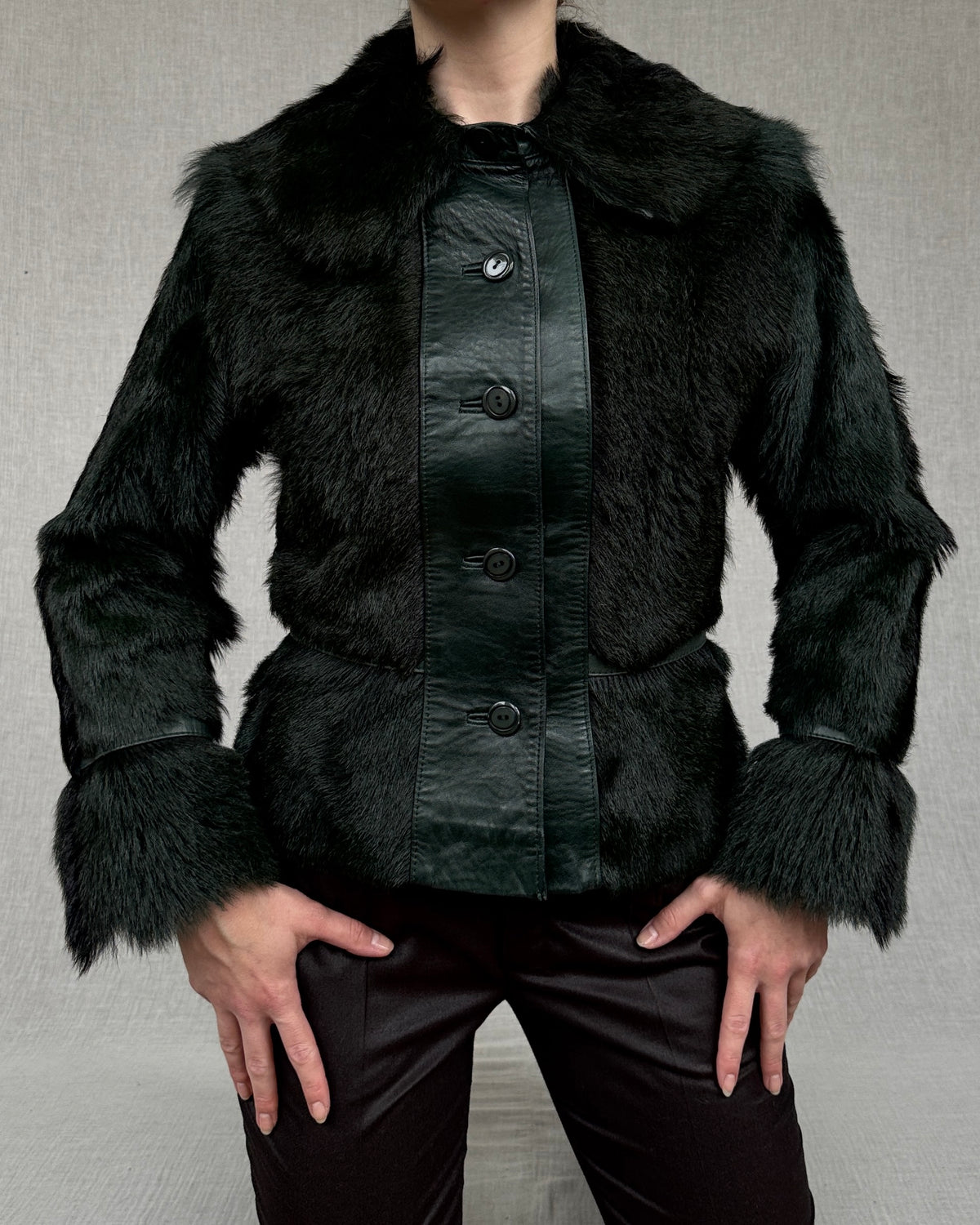 Forest green goat fur jacket