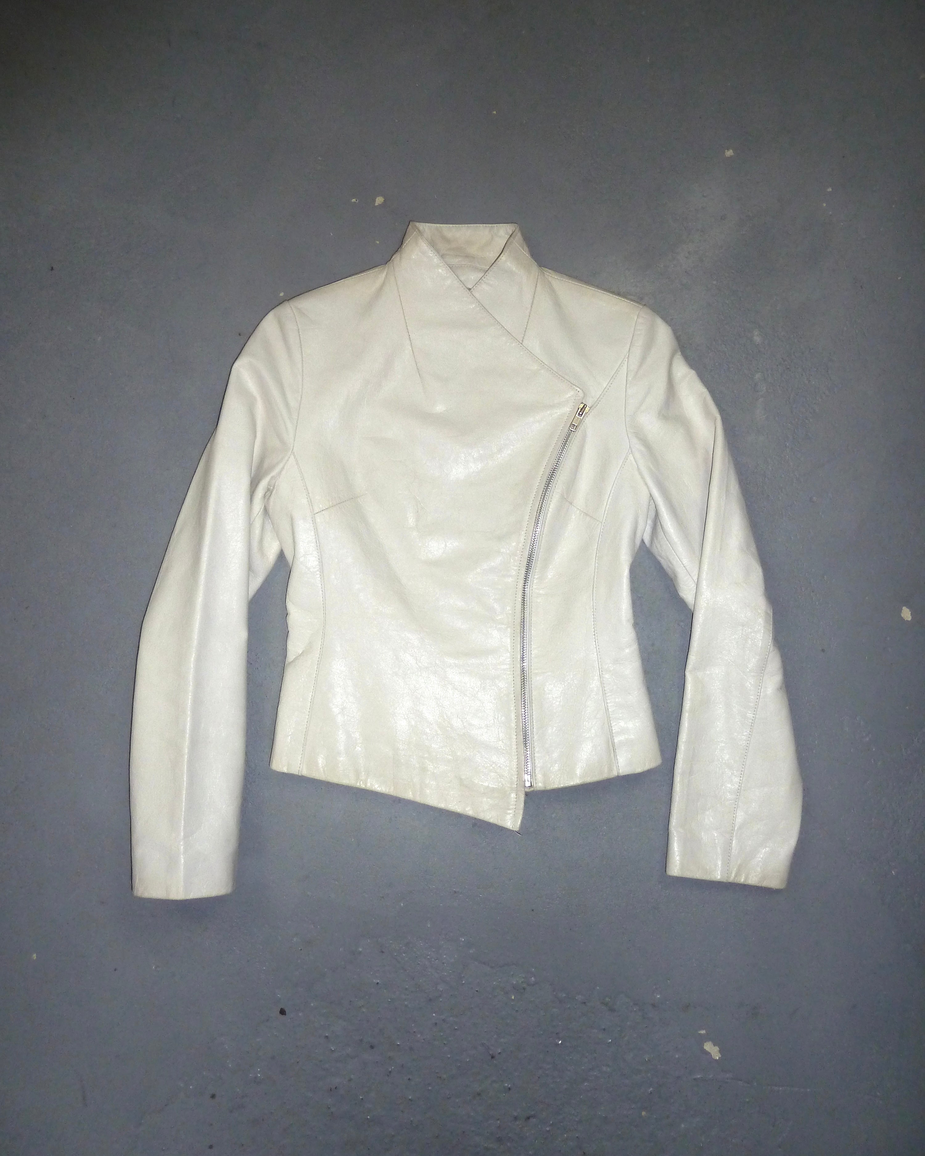Asymmetric leather jacket