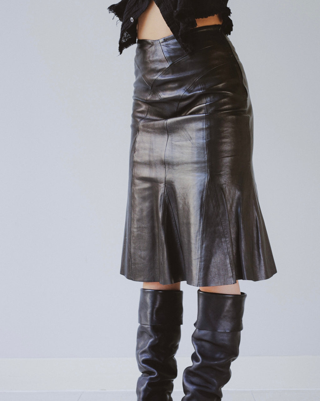 Fishtail leather skirt