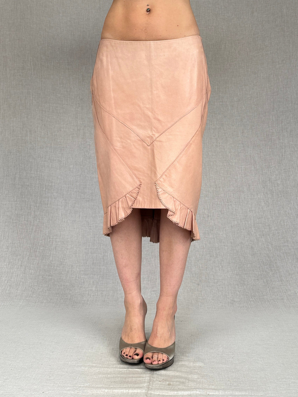 Roberto Cavalli antique pink leather skirt