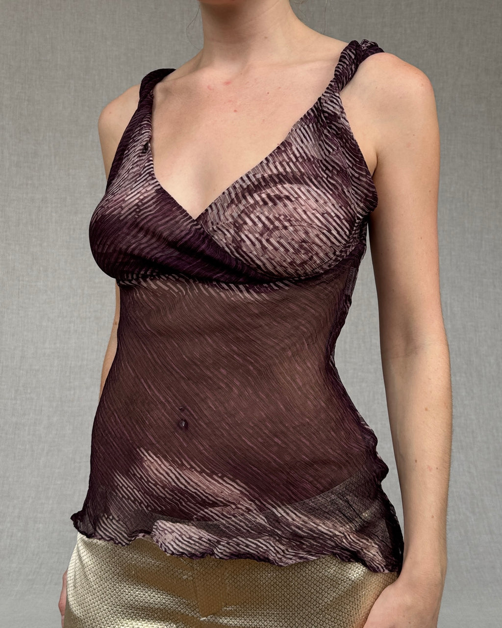 Sisley silk abstract print top