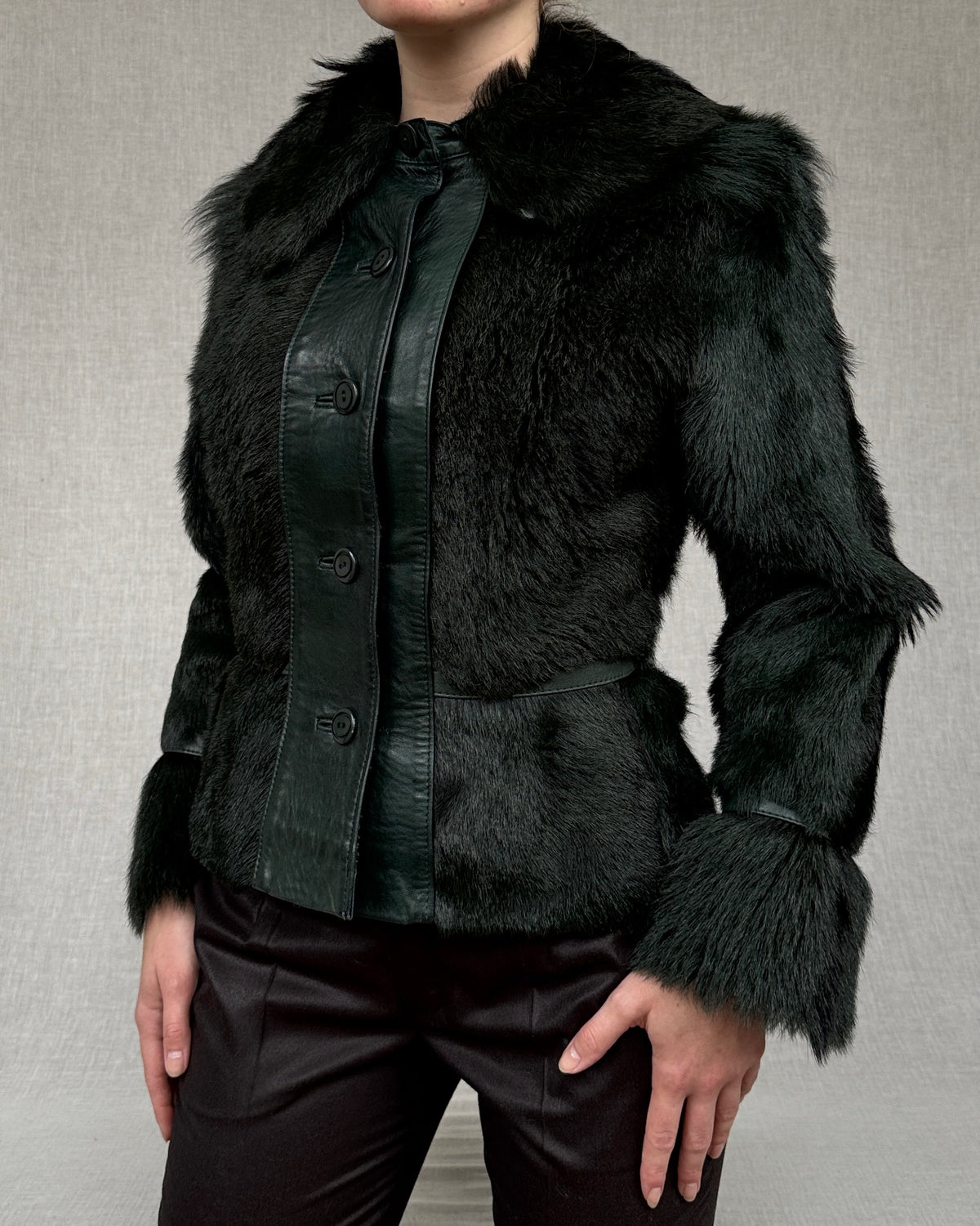 Forest green goat fur jacket