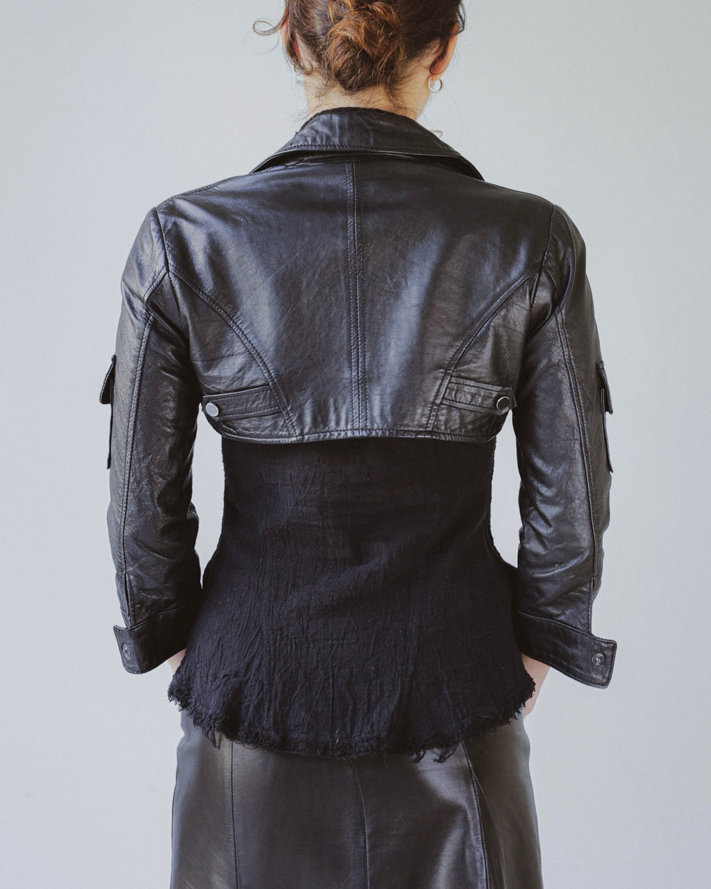 Leather micro jacket
