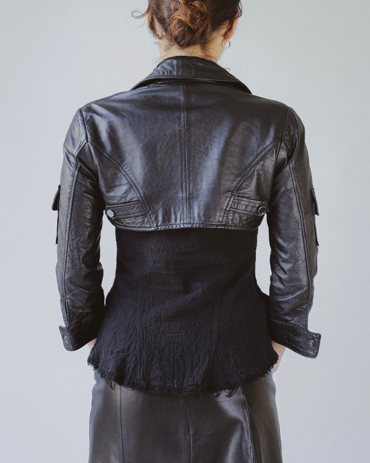 Leather micro jacket