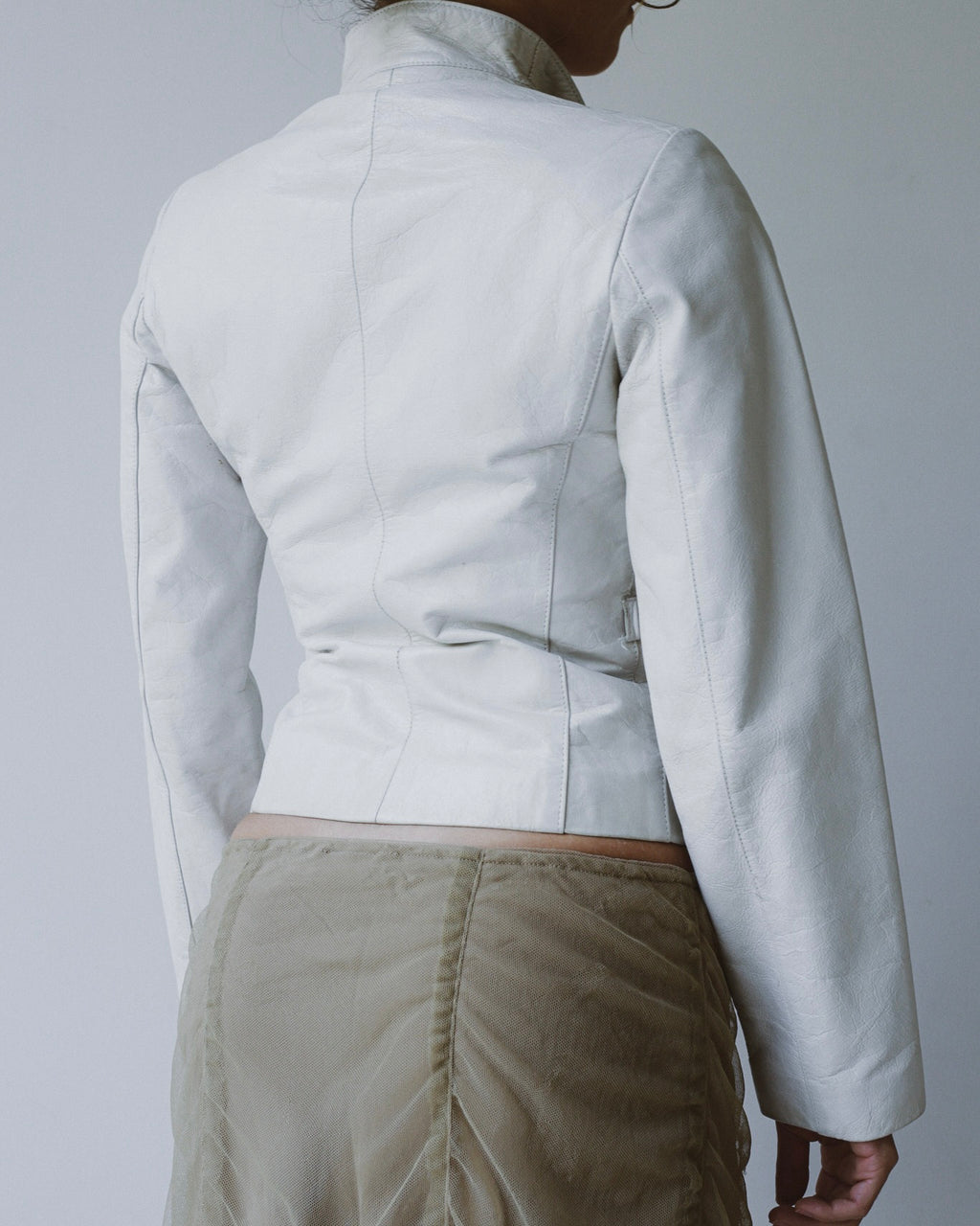 Asymmetric leather jacket