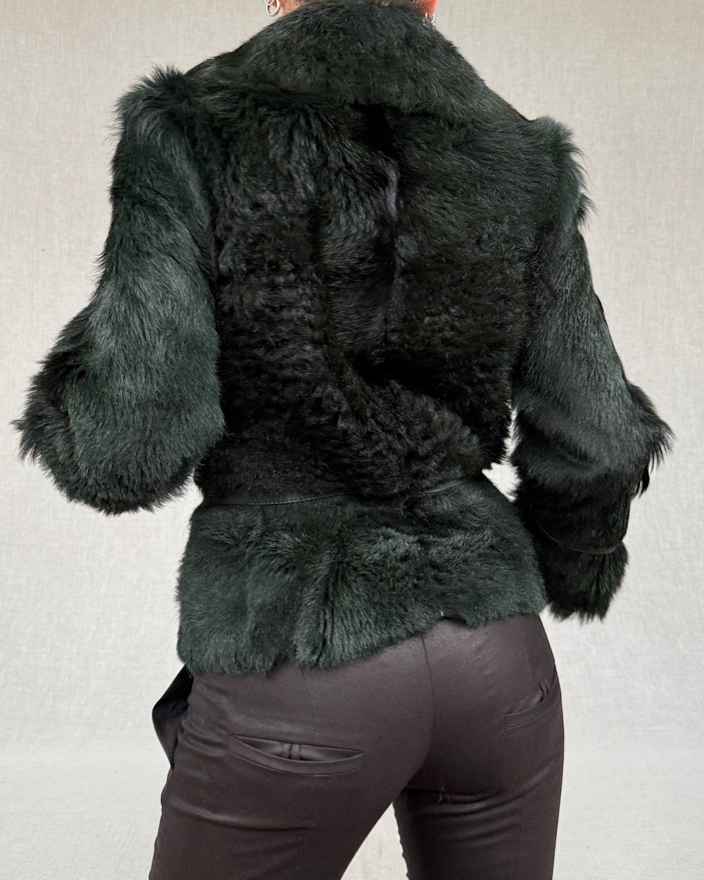 Forest green goat fur jacket