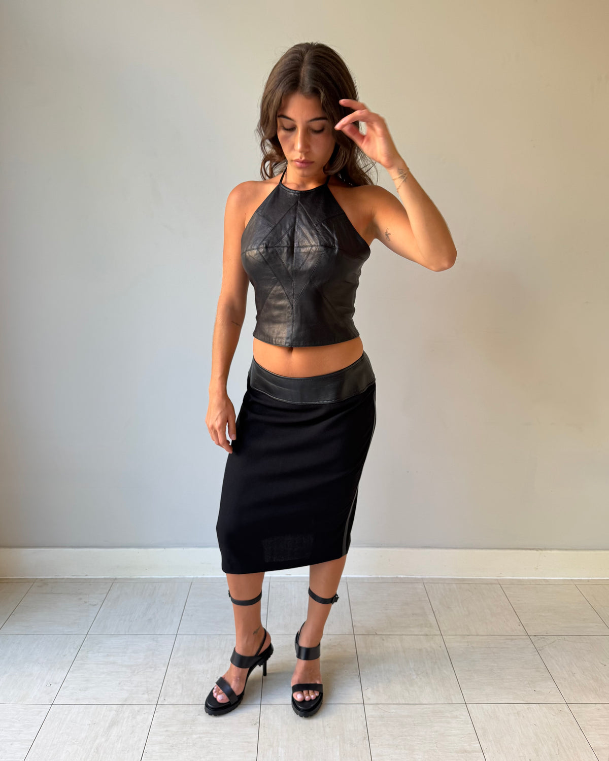 Plein Sud leather halter top