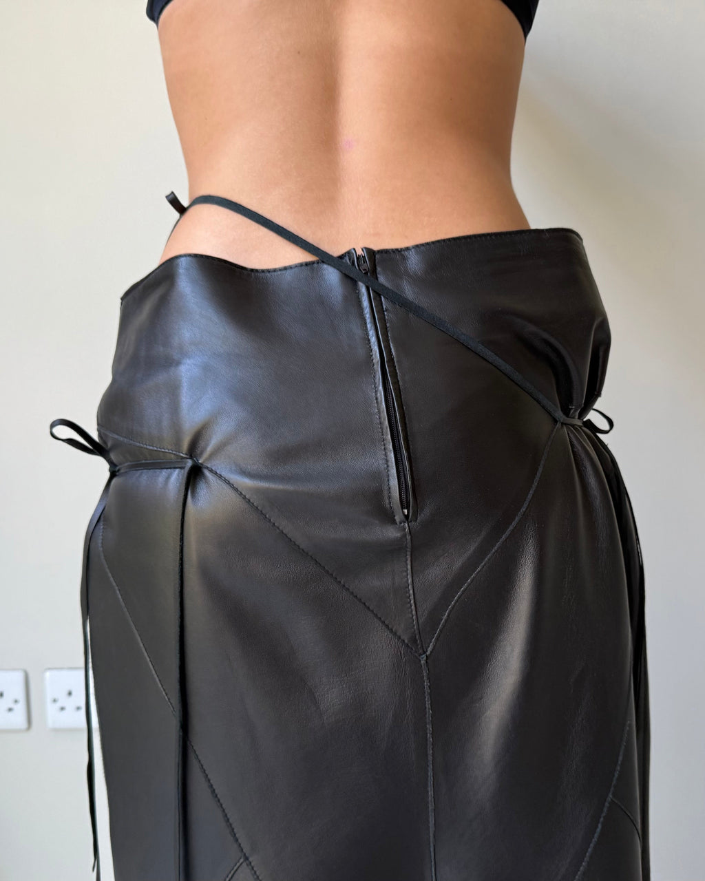 Patchwork leather skirt