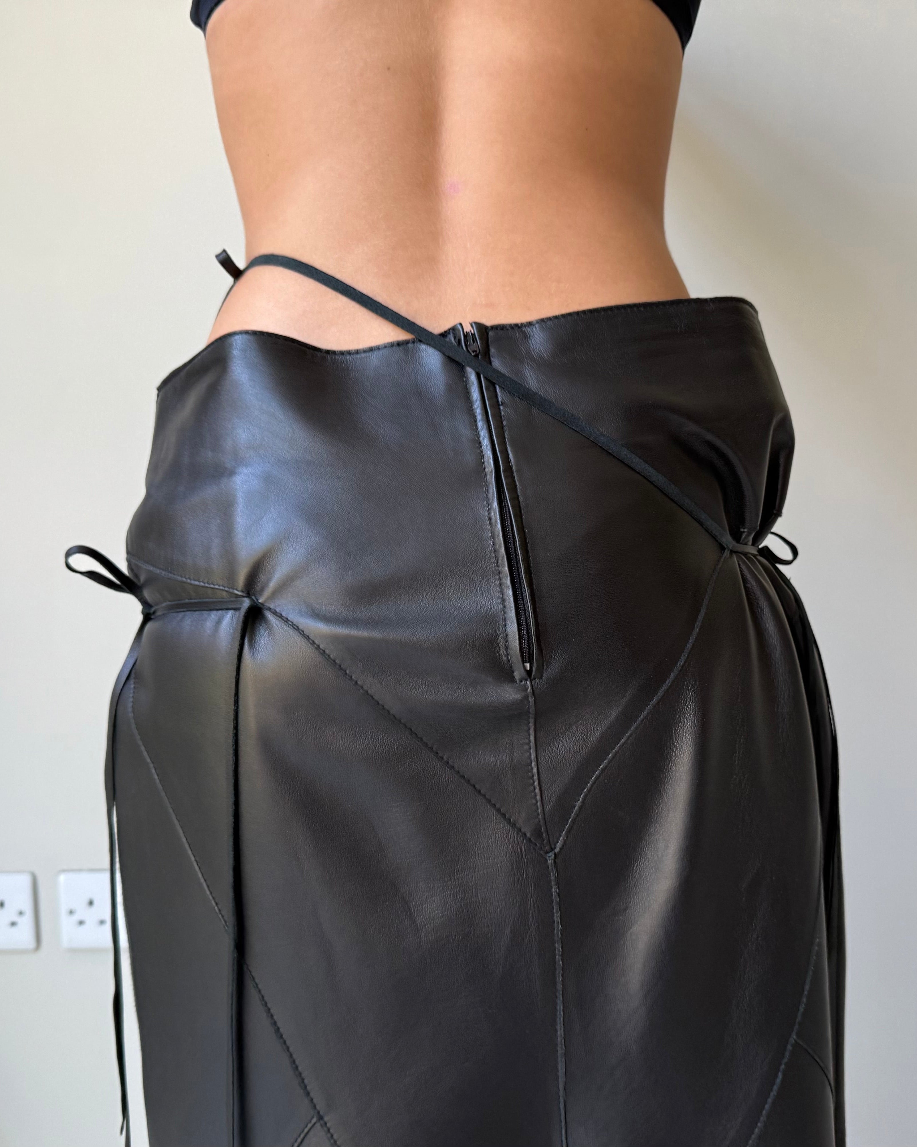 Patchwork leather skirt