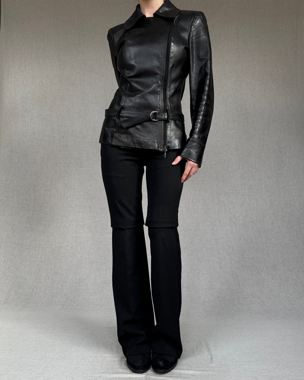 Plein Sud belted leather jacket