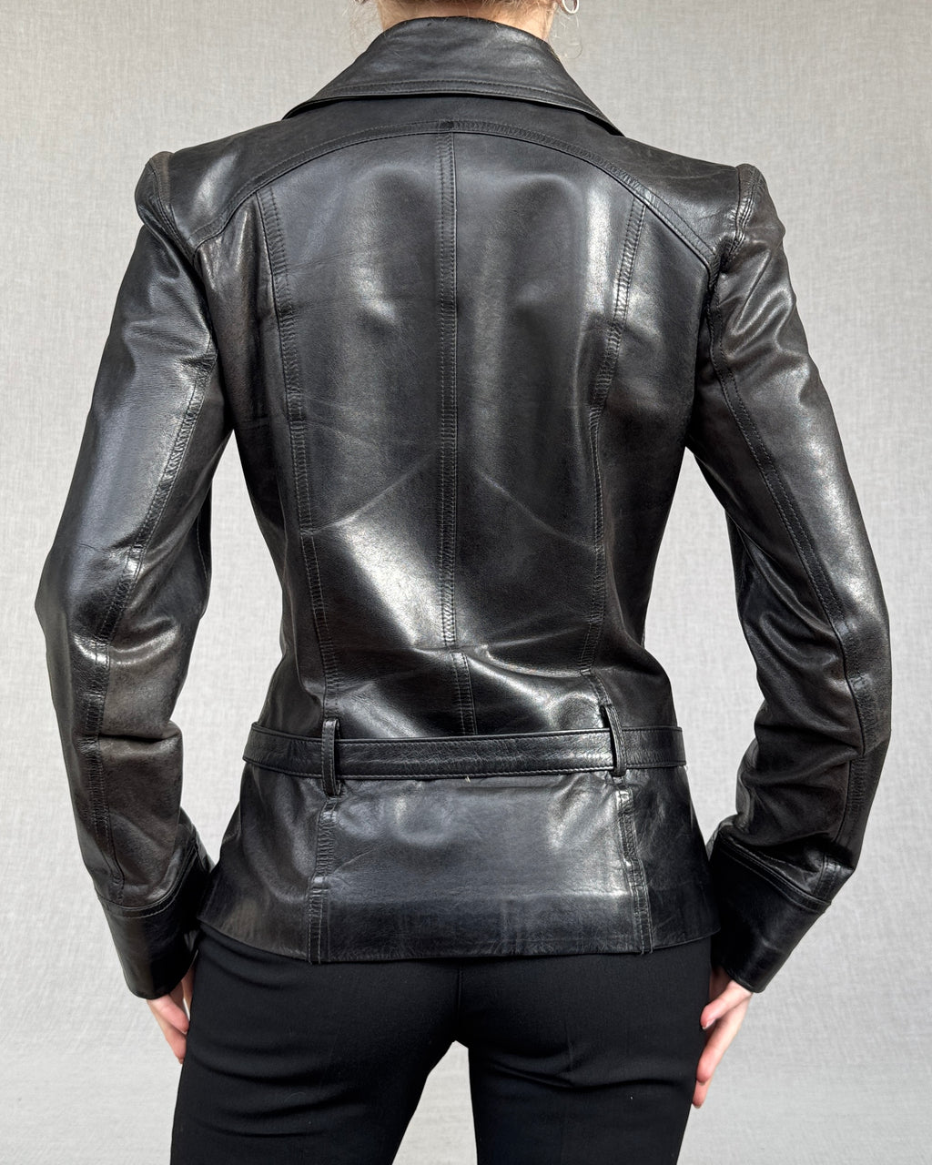Plein Sud belted leather jacket